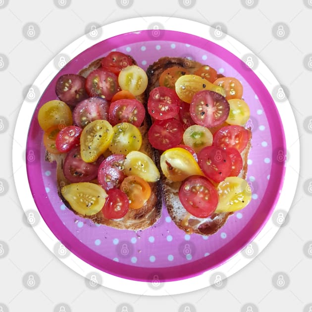 Tomato Pink Plate Sticker by ellenhenryart